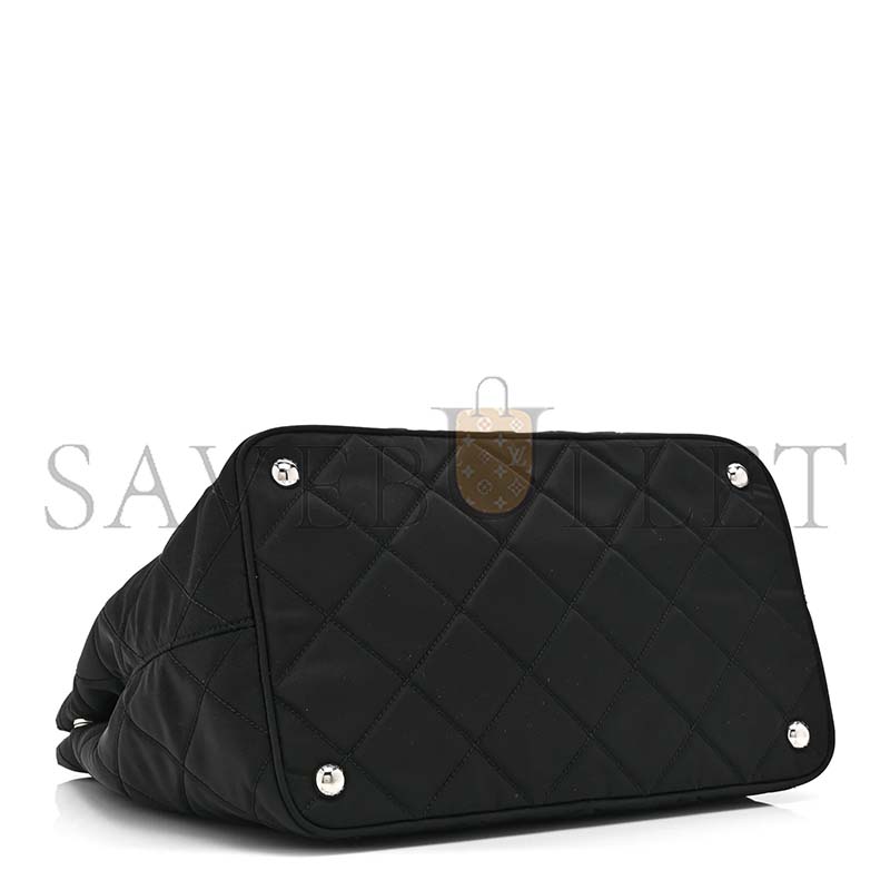 Pra*a NYLON TESSUTO IMPUNTU QUILTED TOTE BLACK 1BD650 (30*24*17cm)